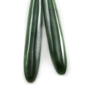 Green Jade Earrings Natural Nephrite Skinny Long Teardrop 14k solid gold or filled or Sterling Silver Rich Real Earthy Simple Cut Drops