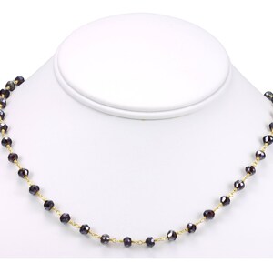 Red Garnet Necklace AAA Faceted 14k Gold Fill Beaded Chain Link 18 Inch Rich Deep Natural  Red Spyglass Designs Mystic Finish