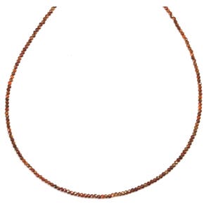 Red Zircon Necklace 14k Gold Filled  or Sterling Silver Solid Strand Faceted Small Dainty Stones 18 19 Inches Simple Vintage Look