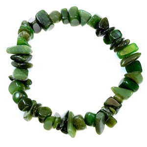 Jade Bracelet Green Nephrite Adjustable 7 8 Inches Inch Simple Everyday Stretch Easy Wear Natural Stones off round irregular nuggets