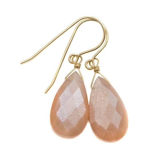 Pink Peach Pearl and Moonstone Drop Earrings 14k Gold-filled Pink Peach Pearl and Moonstone Drop Earrings 14k Gold-filled