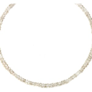 Zircon Necklace 14k Gold Filled Solid Strand Faceted Small Dainty Stones 18 19 Inches Simple Design Clear Grey Color Vintage Look
