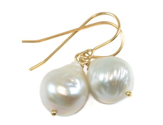 Baroque Pearl Earrings Sterling Silver or 14k Solid Gold or Filled French  Earwire Silvery White Luster Simple Pearls Genuine Freshwater Drop - Etsy