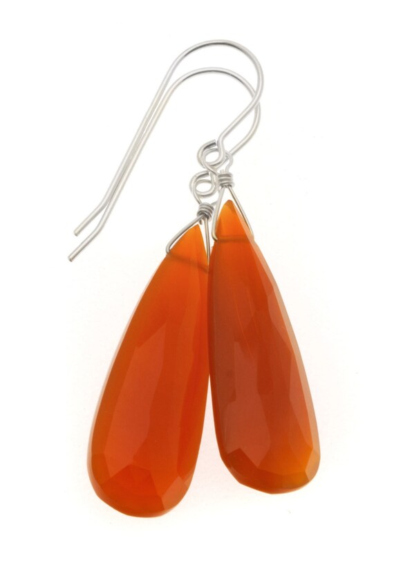 Orange Carnelian and Yellow Citrine Stone Necklace Sterling Silver 35-inch Length Orange Carnelian and Yellow Citrine Stone Necklace Sterling Silver 35-inch Length