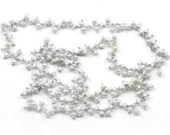 Seed Pearl Cluster Necklace Sterling Silver or 14k Gold Filled Freshwater Cultured White Pearls Small Beaded Chain 18 20 22 24 Inch Length