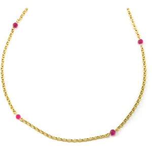 Rosa kvartsithalsband med distanserad kedja, fasetterat 14k guldfyllt halsband, 18-19 tum, liten, elegant, enkel, laserlödd i linjekedja