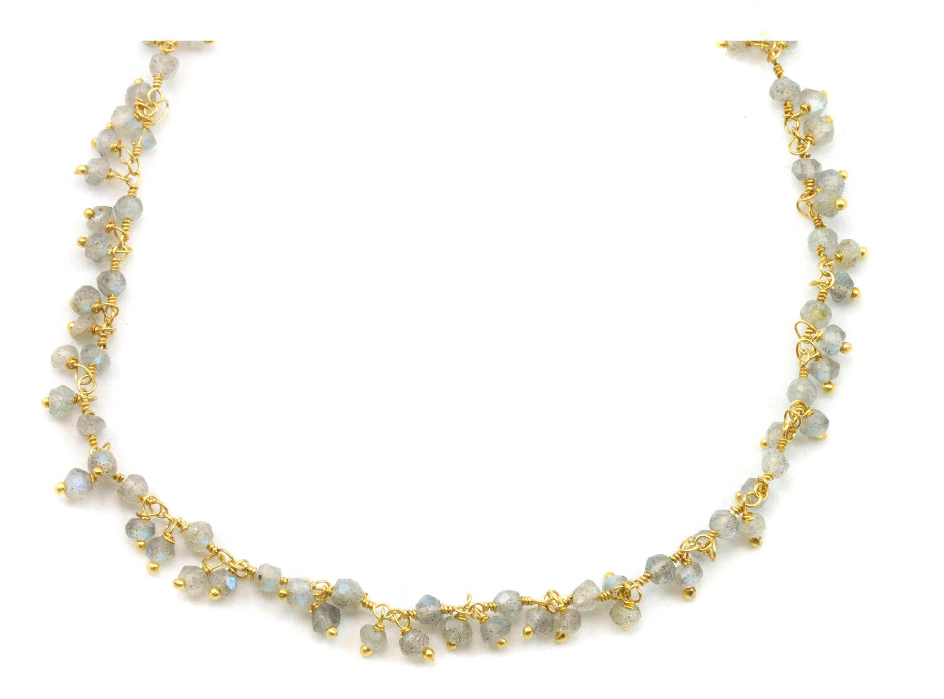 ラブラドライトネックレス 14K ゴールドフィル 高密度クラスター