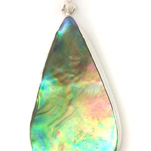 Collier avec pendentif ormeau grande lunette en forme de larme, sélection d&#39;argent sterling AAA nacre vert paon bleu rose