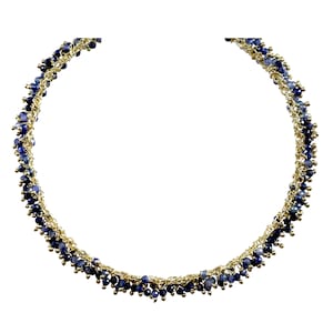 Blauer Saphir Halskette Cluster Stil Facettiert 14k Gold Filled 20 Zoll 2mm Perlen Edelsteine Spyglass Designs