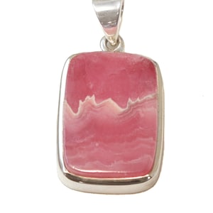 Rhodochrosit Halskette Anhänger Große Natürliche Rosa Echte Zeitgenössische Rechteckige Sterling Silber Lünette Spyglass Designs