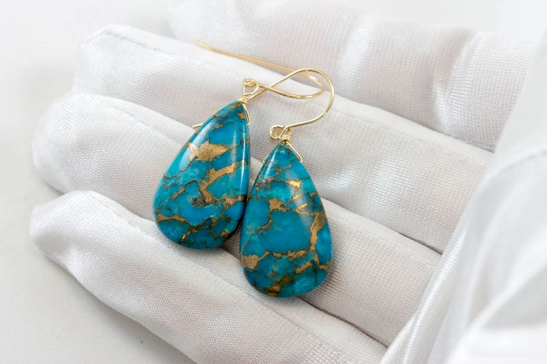 Large Blue Turquoise Earrings