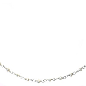 White Seed Pearl Necklace Sterling Silver or 14k Gold Fill Teeny Tiny 2mm Freshwater Cultured Pearls  Chain Link 18 19 Inches Everyday Wear