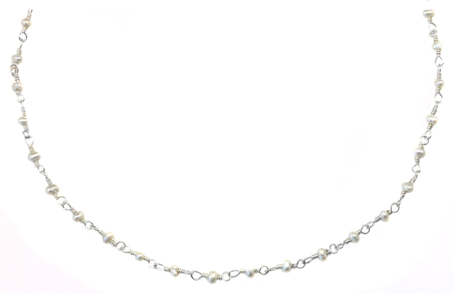 White Seed Pearl Necklace Sterling Silver or 14k Gold Fill Teeny Tiny ...