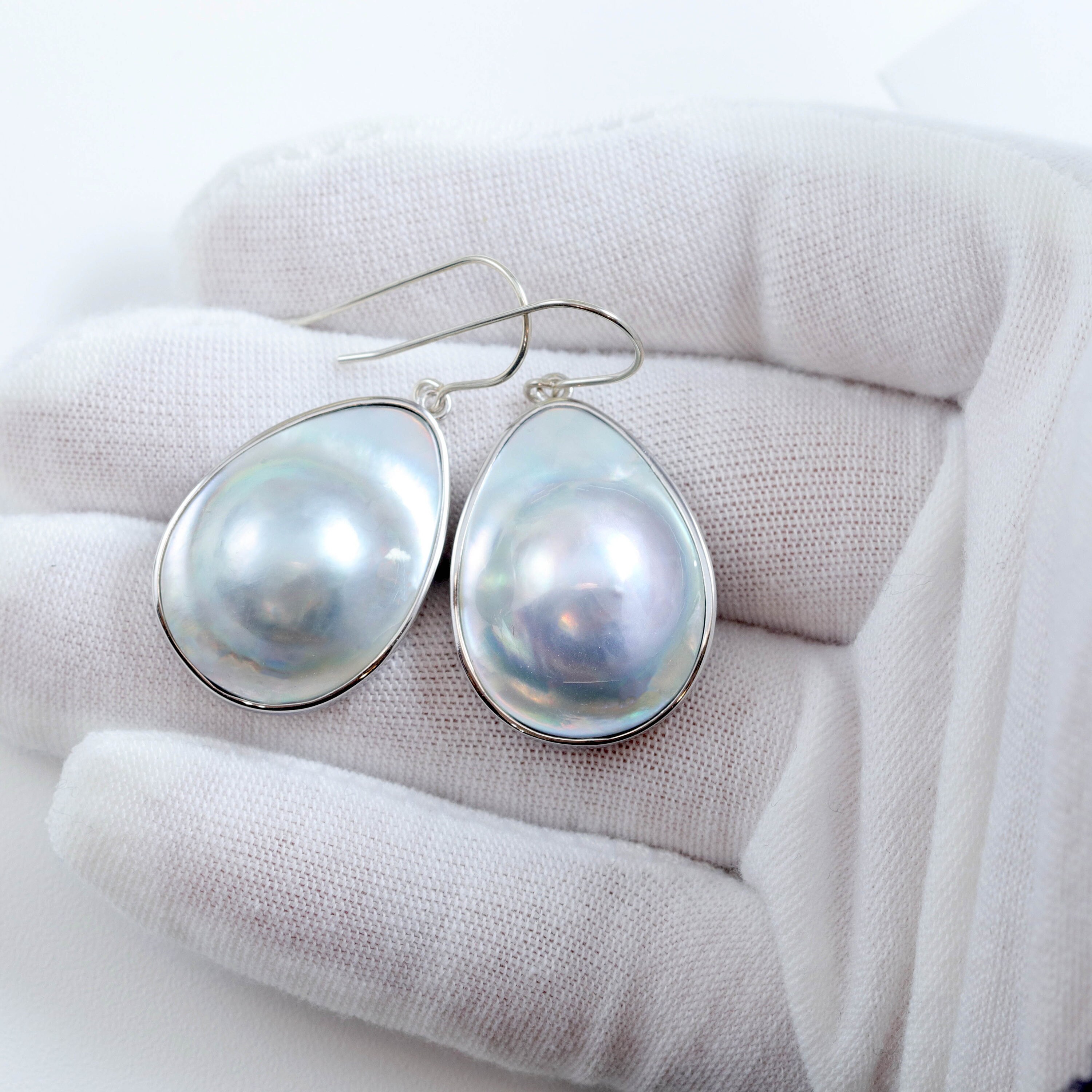 Blister Half Pearl Earrings Sterling Silver or 14k Solid | Etsy