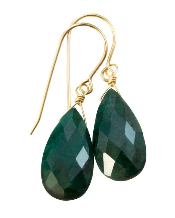 14k Yellow Gold Over Silver Natural AAA Smooth Teardrop Emerald Quartz Necklace