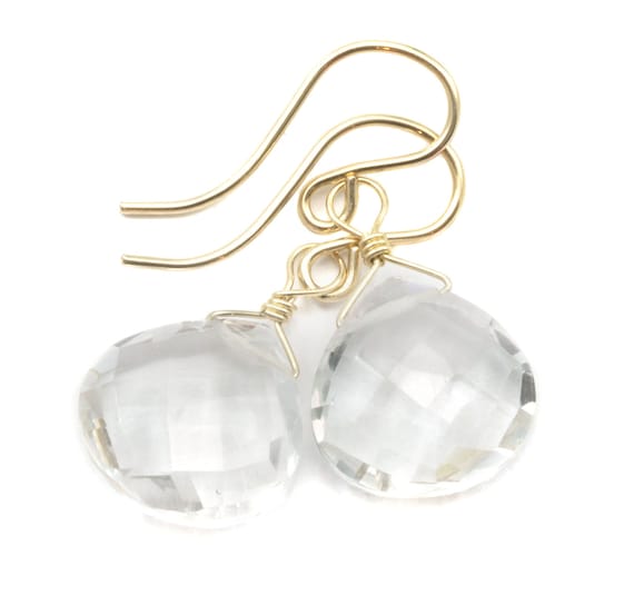 Long Teardrop Shape Faceted Clear Crystal Quartz Earrings Sterling Silver Long Teardrop Shape Faceted Clear Crystal Quartz Earrings Sterling Silver