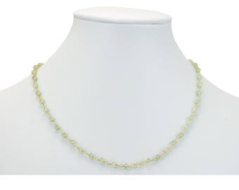 Collar de prehnita cadena espaciada cadena eslabones facetados 14k oro relleno 18 19 pulgadas verde suave natural