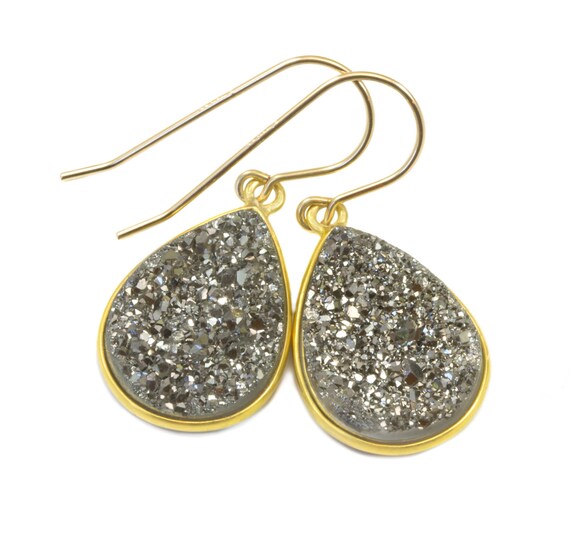 Platinum drusy best sale earrings