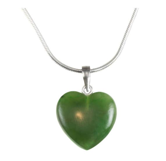 Jade Necklace Green Nephrite Pendant Heart Shaped Small - Heart Shaped Jade Pendant Jade Necklace Green Nephrite Pendant Heart Shaped Small - Heart Shaped Jade Pendant