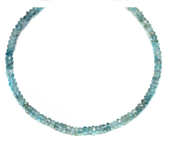 Natural Blue Zircon Necklace 14k Gold Filled or Sterling Silver 18