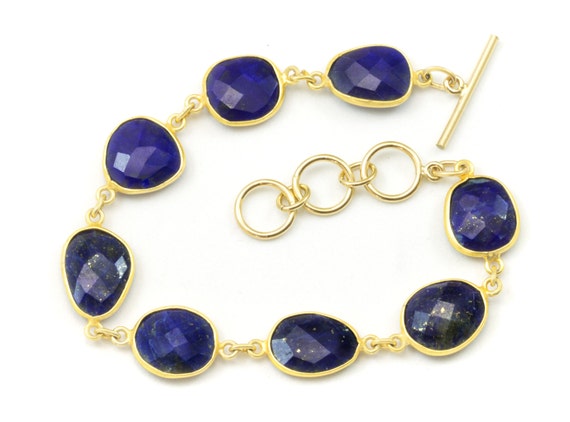 Or 14k lapis lazuli Boucles d/'oreilles bleu à facettes larmes Pyrite lunette simple Goutte