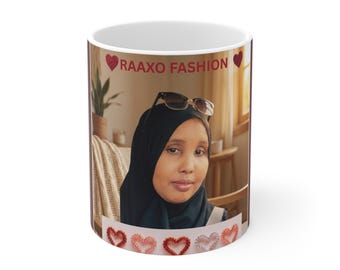 Raaxo Fashion Photo Mug | Brown Heart Frame, Personalized 11oz