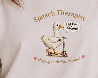 Personalized Speech Therapist Duck Shirt, Custom SLP Gift, Name Speech Language Pathologist Tee