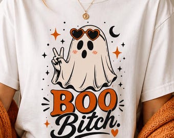 ghostface  shirt Boo Bitch Shirt, Funny Halloween Tee, Scary Ghost Top Women, Sassy Halloween Sweatshirt, Cute Ghost Hoodie, Fall Outfit