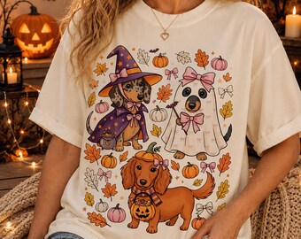 Spooky Dachshund Halloween PNG, Coquette Doxie Fall Sublimation (Digital Download)