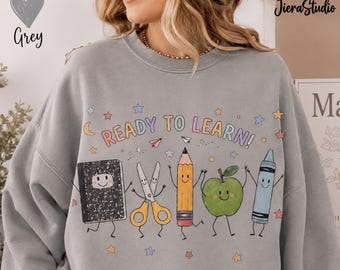Ready to Learn Teacher Shirt Design, School Supplies PNG Graphic (Digital Download)
