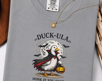 Duck-Ula Halloween Duck Shirt | Funny Vampire Duck Tee | Spooky Goose Lover Gift