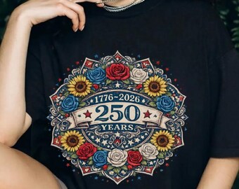 America 250 Years of Freedom Floral Shirt, Patriotic 1776-2026 Semiquincentennial Tee, american flag tee, 4th July Family Shirts, usa 250