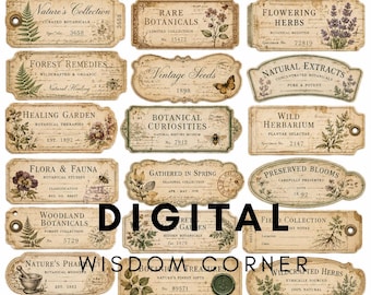 Shabby Chic Word Strips Printable Ephemera | Vintage Junk Journal Labels | Scrapbook Quotes | Digital Download