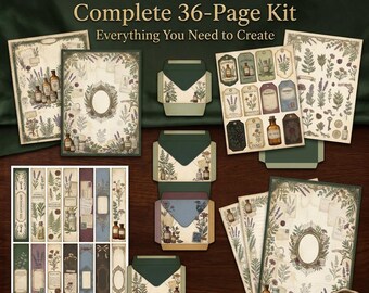 Apothecary Junk Journal Kit, Vintage Botanical Ephemera, Herbalist Printable Pages (Digital Download)