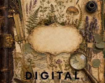 Vintage-Junk-Journal-Set für botanische Entdecker | Ephemera, Etiketten, Tickets (Digitaler Download)