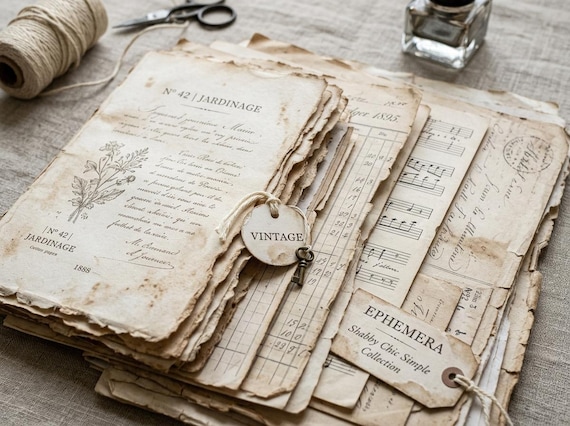 Shabby Chic Simple Junk Journal Kit Printable Vintage Ephemera Papers Lace Journal Pages Digital Download