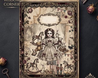 Gothic Antique Toy Junk Journal Kit, Creepy Doll Pages, Haunted Nursery Ephemera (Digital Download)