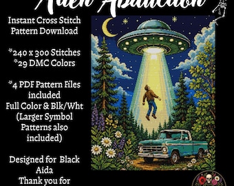 Alien Abduction Cross Stitch Pattern PDF