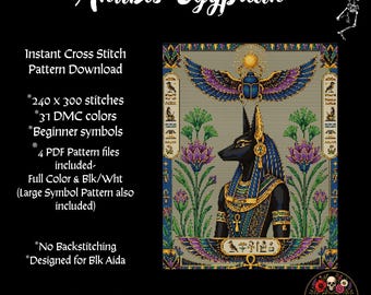 Anubis Egyptian Cross Stitch Pattern PDF