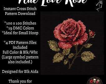True Love Rose Cross Stitch Pattern PDF