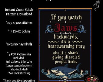 Shark Adult Humor Cross Stitch Pattern PDF