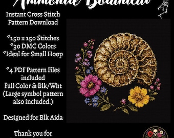 Ammonite Botanical Cross Stitch Pattern PDF