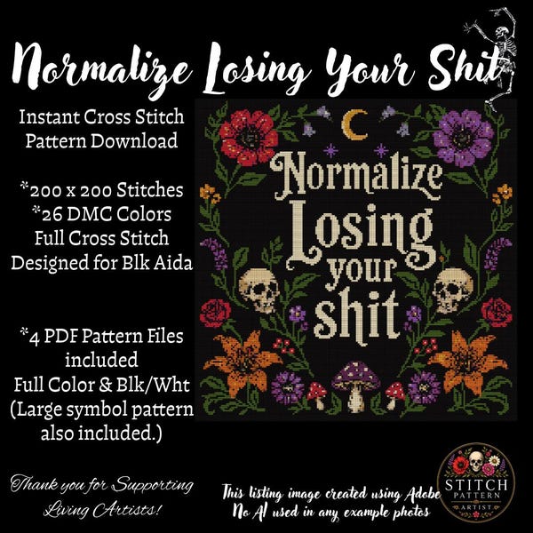 Normaliza perder los estribos: patrón de punto de cruz de humor negro para adultos (PDF)