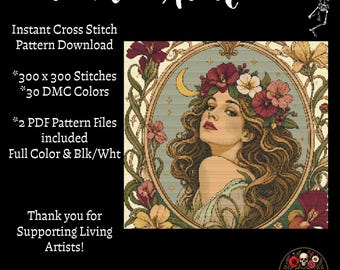Floral Muse Cross Stitch Pattern PDF