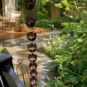 Lily Cup Rain Chain, Handmade Style Metal Gutter Chain with Soothing Sound, Decorative Garden Rainwater Chain for Patio, Balcony, Gift