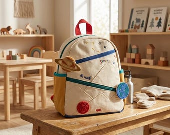 Mochila infantil con diseño de planetas espaciales / Mochila Montessori para preescolar y jardín de infancia