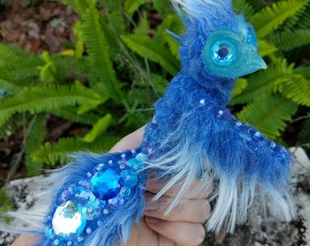 Blue Spring Phoenix Hatchling Posable Art Mini Doll