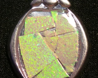 Lab Created Pink Opal Mosaic Pendant