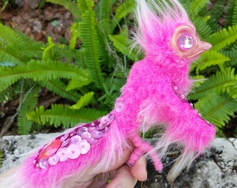 Pink Spring Phoenix Hatchling Posable Art Mini Doll