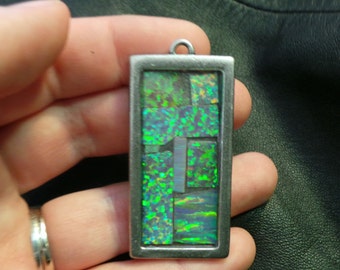 Lab Created Pink Opal Mosaic Pendant